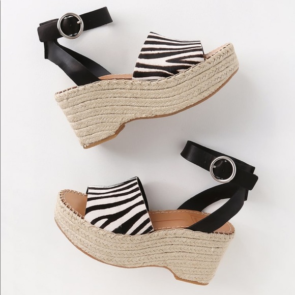 Dolce Vita Zebra Calf Hair Espadrille Wedges - Picture 1 of 7